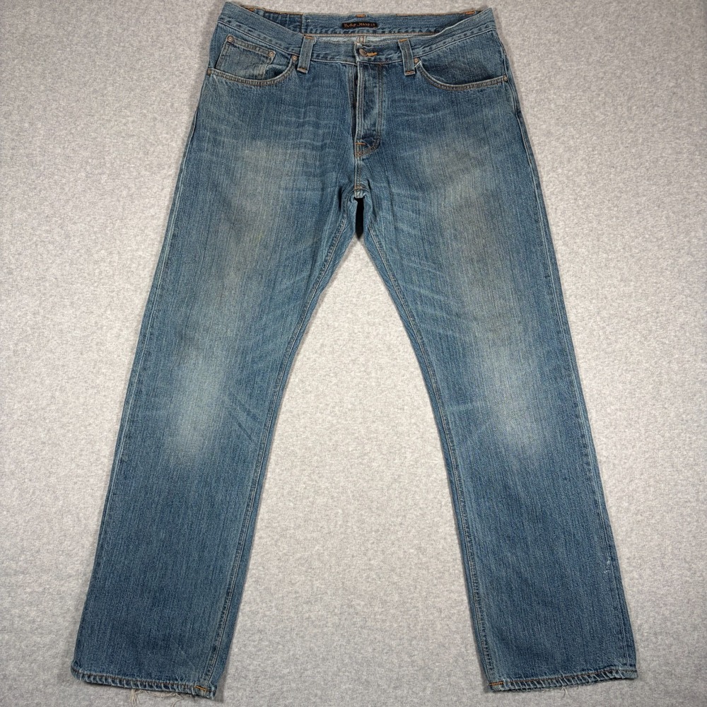 Nudie Jeans Average Joe Vintage Story Jeans Mens 38x34 (Fits 37x34) Button Fly